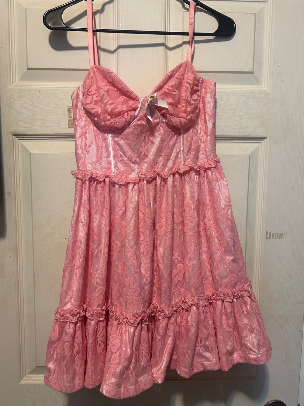 Sugar Thrillz Pink Lace Ruffled Babydoll Chemise